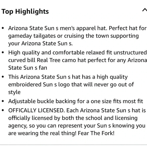 NWT Arizona State Men's Adjustable Real Tree Camo Icon Hat - Picture 9 of 9